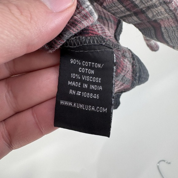 Kuhl Shirt Mens XL Red Plaid Flannel Button Up Long Sleeve Outdoor Hiking Casual - Picture 7 of 8